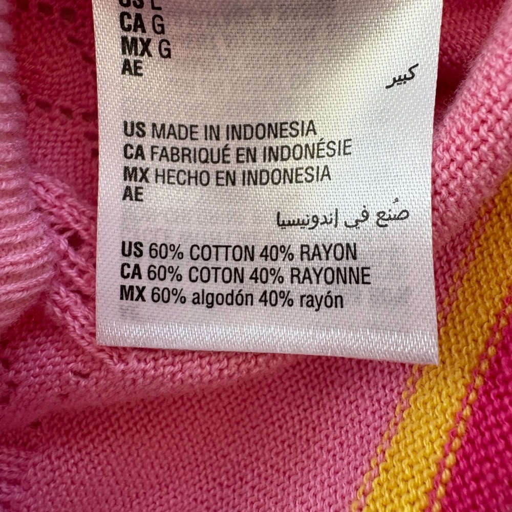 Ruffle Striped Pink and Yellow Cardigan Large Charter Club - Picture 10 of 10